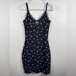 Target Black Floral Dress with Lace Trim